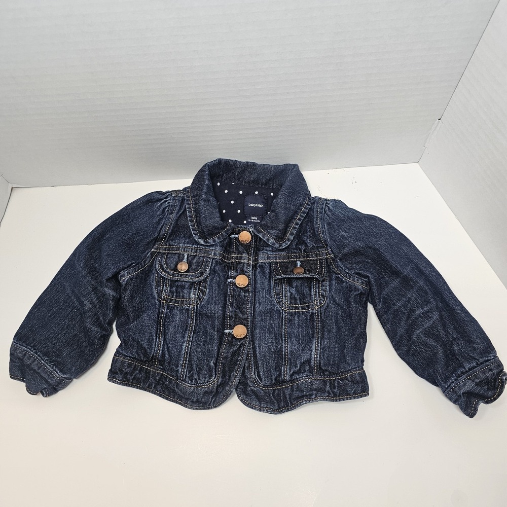Baby Gap Denim Jacket 12 18 Months‎ Polka Dot Lined Jean Coat